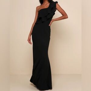 Lulu's Black One Shoulder Dress